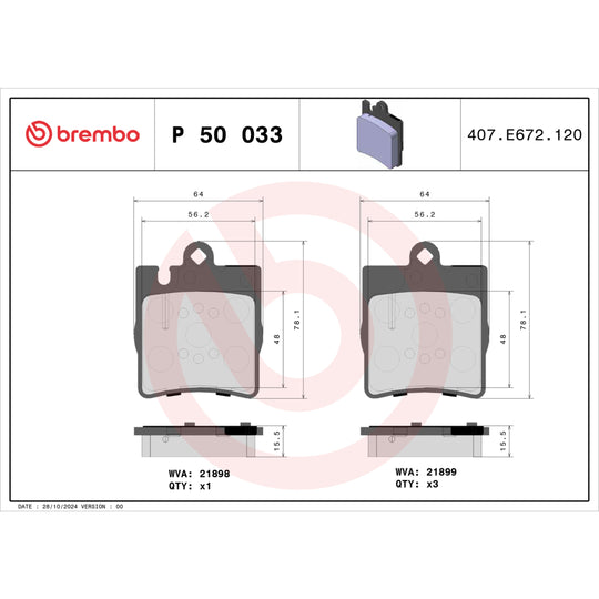 P50033 Brembo Premium Low-Met OE Equivalent Pad Brembo Brake Canada