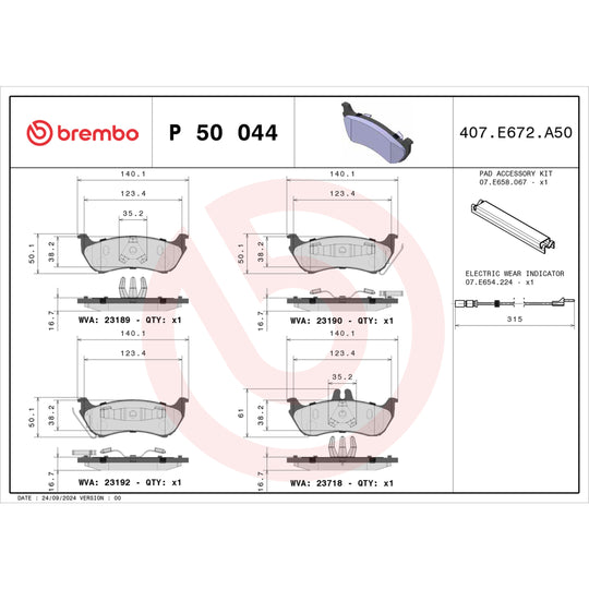 KT04450 Brembo Low-Met Brake Pad and UV Coated Solid  Brake Disc Kit Brembo Brake Canada