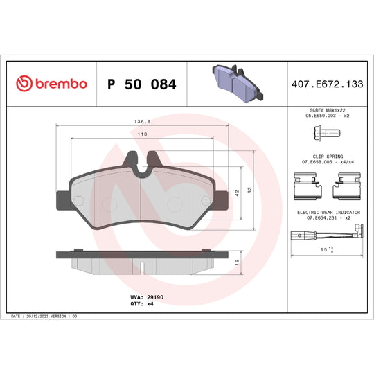 P50084 Brembo Premium Low-Met OE Equivalent Pad Brembo Brake Canada