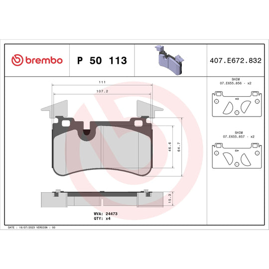 P50113 Brembo Premium Low-Met OE Equivalent Pad Brembo Brake Canada