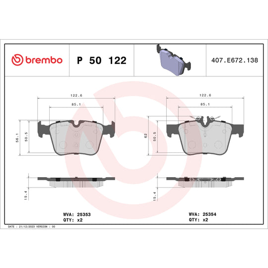 P50122 Brembo Premium Low-Met OE Equivalent Pad Brembo Brake Canada