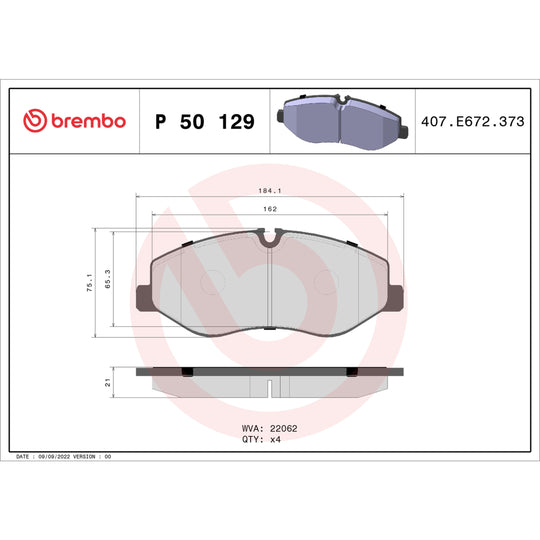 P50129 Brembo Premium Low-Met OE Equivalent Pad Brembo Brake Canada