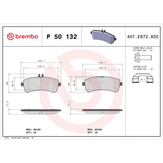 P50132 Brembo Premium Low-Met OE Equivalent Pad Brembo Brake Canada
