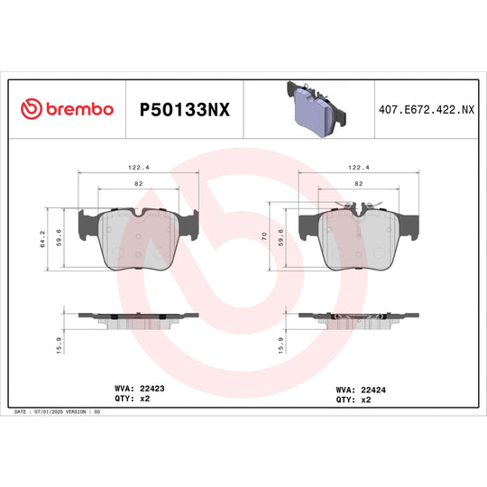 P50133NX Brembo XTRA Ceramic Disc Brake Pad Set Brembo Brake Canada