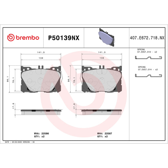 P50139NX Brembo Disc Brake Pad Set Brembo Brake Canada