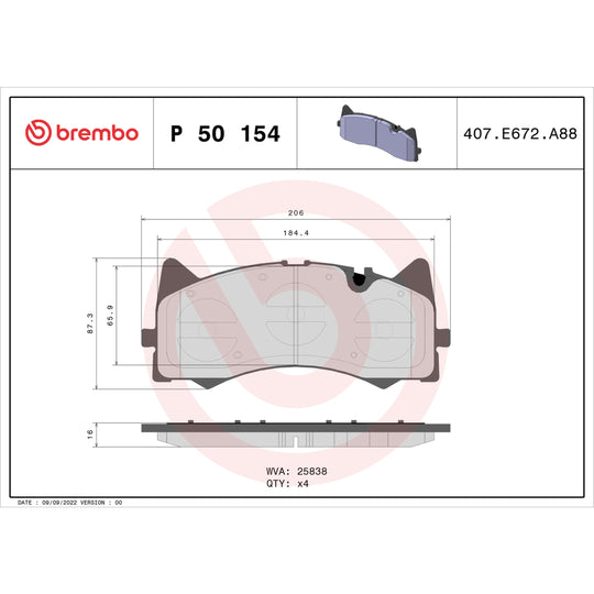 P50154 Brembo Premium Low-Met OE Equivalent Pad Brembo Brake Canada