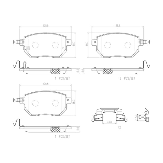P56051N Brembo PRIME Ceramic Disc Brake Pad Set Brembo Brake Canada