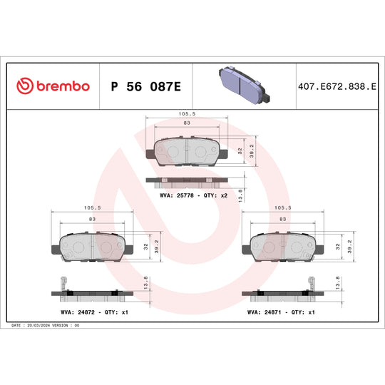P56087E Brembo Beyond EV Pad Set Brembo Brake Canada