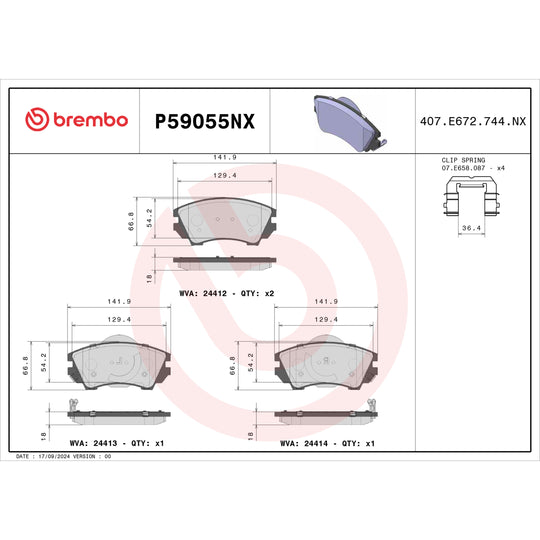 P59055NX Brembo XTRA Ceramic Disc Brake Pad Set Brembo Brake Canada