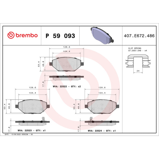 P59093 Brembo Premium Low-Met OE Equivalent Pad Brembo Brake Canada