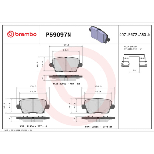 P59097N Brembo PRIME Ceramic Disc Brake Pad Set Brembo Brake Canada