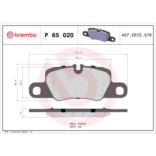 P65020 Brembo Premium Low-Met OE Equivalent Pad Brembo Brake Canada