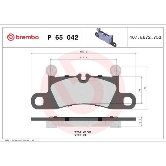 P65042 Brembo Premium Low-Met OE Equivalent Pad Brembo Brake Canada