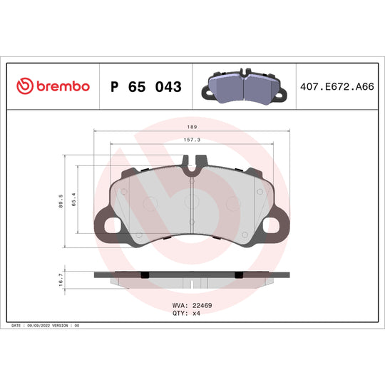 P65043 Brembo Premium Low-Met OE Equivalent Pad Brembo Brake Canada