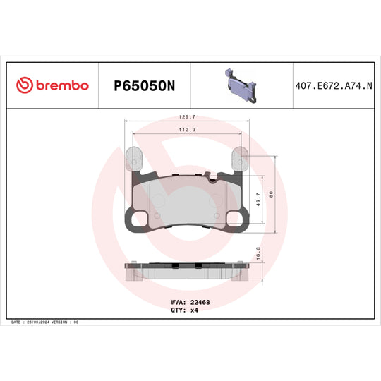 P65050N Brembo PRIME Ceramic Disc Brake Pad Set Brembo Brake Canada