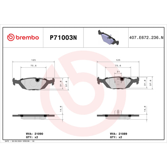 KT00800 Brembo Ceramic Brake Pad and Standard Solid  Brake Disc Kit Brembo Brake Canada