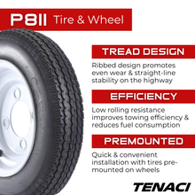 Load image into Gallery viewer, TEC530124X4-P811 Wheel &amp; Tire Assembly 5.30-12 6PR Tenaci Journey P811 Trailer on 8-Spoke 12X4 4X102 Rim Tenaci Tires Canada