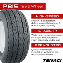 Charger l'image dans la galerie, TEN1858508LRD5X45-P815 Wheel &amp; Tire Assembly 18.5X8.50-8 8PR Tenaci Journey P815 Trailer on 8X7 5X114.3 Rim Tenaci Tires Canada