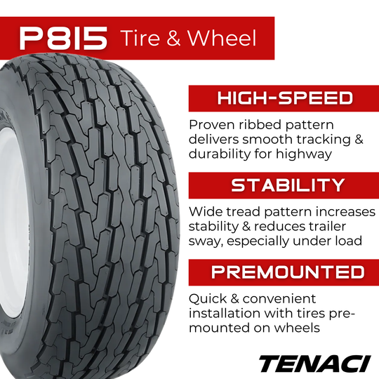 TEN1858508LRD5X45-P815 Wheel & Tire Assembly 18.5X8.50-8 8PR Tenaci Journey P815 Trailer on 8X7 5X114.3 Rim Tenaci Tires Canada