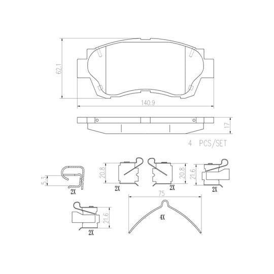 P83027N Brembo PRIME Ceramic Disc Brake Pad Set Brembo Brake Canada