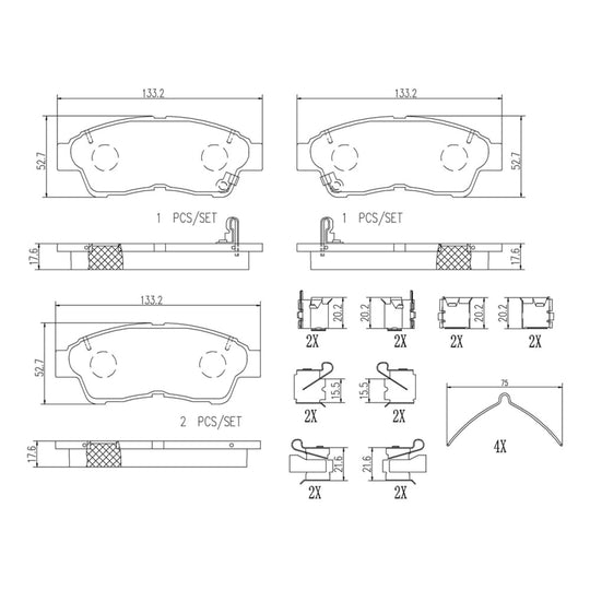 P83034N Brembo PRIME Ceramic Disc Brake Pad Set Brembo Brake Canada