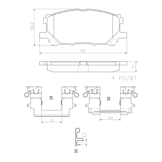 P83067N Brembo PRIME Ceramic Disc Brake Pad Set Brembo Brake Canada