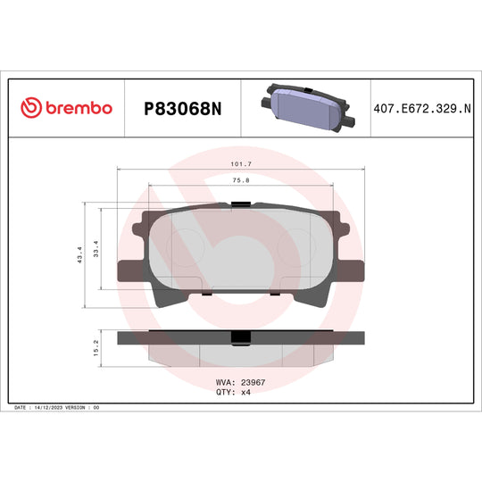 KT00450 Brembo Ceramic Brake Pad and UV Coated Solid  Brake Disc Kit Brembo Brake Canada