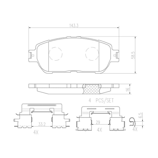 P83105N Brembo PRIME Ceramic Disc Brake Pad Set Brembo Brake Canada