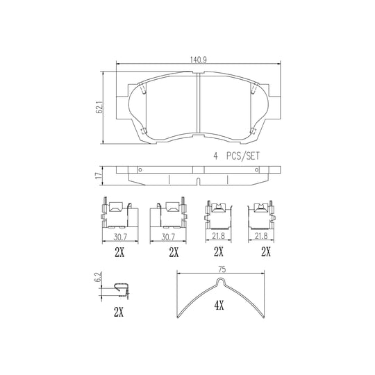 P83121N Brembo PRIME Ceramic Disc Brake Pad Set Brembo Brake Canada