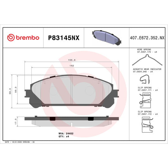 P83145NX Brembo XTRA Ceramic Disc Brake Pad Set Brembo Brake Canada