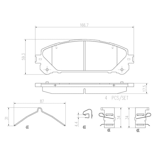 P83145N Brembo PRIME Ceramic Disc Brake Pad Set Brembo Brake Canada