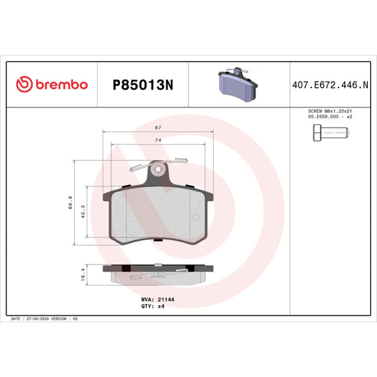 KT00934 Brembo Ceramic Brake Pad and UV Coated Solid  Brake Disc Kit Brembo Brake Canada