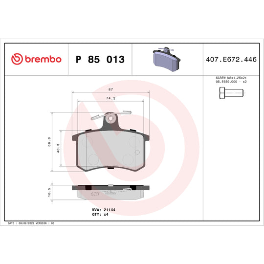 KT04325 Low-Met Brake Pad and UV Coated Solid  Brake Disc Kit Brembo Canada