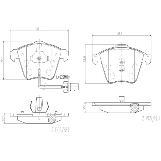 P85056N Brembo PRIME Ceramic Disc Brake Pad Set Brembo Brake Canada
