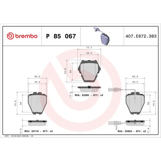 KT04278 Low-Met Brake Pad and UV Coated Vented  Brake Disc Kit Brembo Canada