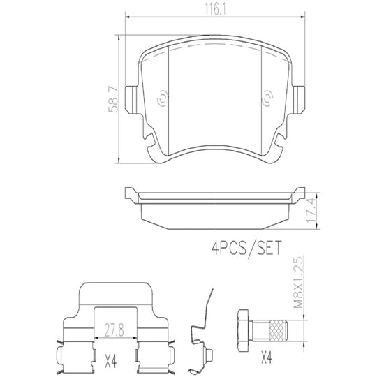 P85076N Brembo PRIME Ceramic Disc Brake Pad Set Brembo Brake Canada