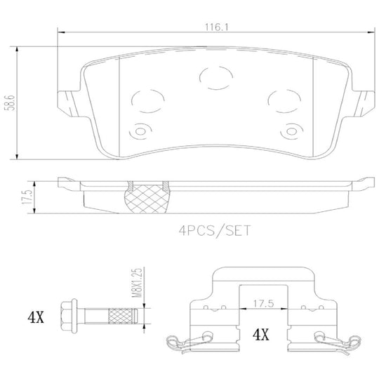 P85099N Brembo PRIME Ceramic Disc Brake Pad Set Brembo Brake Canada