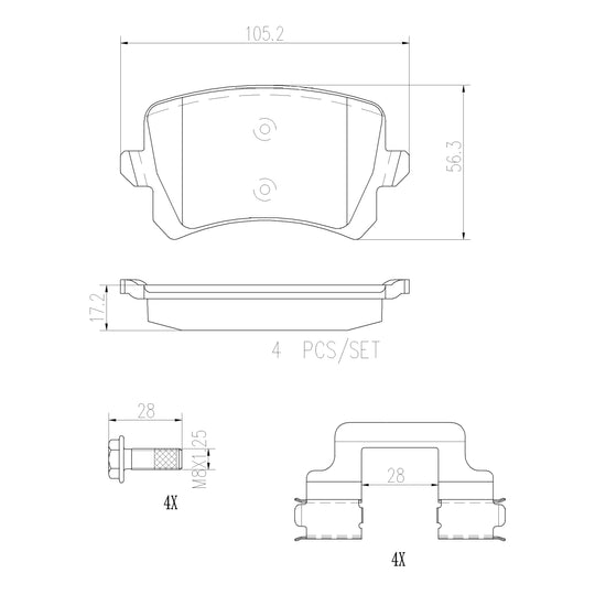 P85108N Brembo PRIME Ceramic Disc Brake Pad Set Brembo Brake Canada