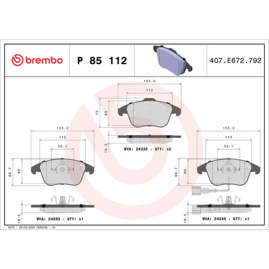 P85112 Brembo Premium Low-Met OE Equivalent Pad Brembo Brake Canada