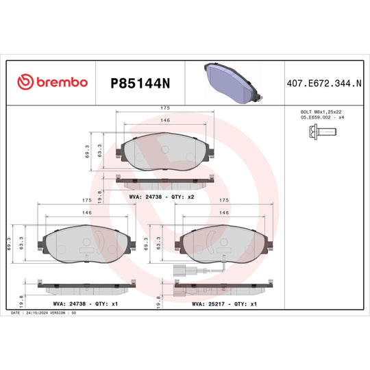 KT00814 Brembo Ceramic Brake Pad and UV Coated PVT  Brake Disc Kit Brembo Brake Canada