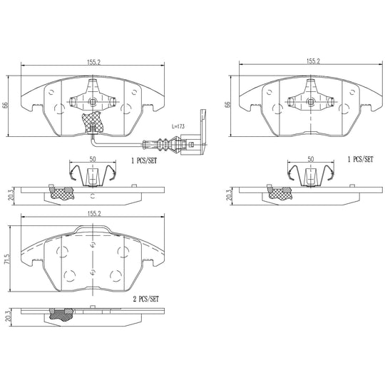 P85146N Brembo PRIME Ceramic Disc Brake Pad Set Brembo Brake Canada