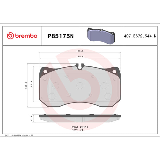 P85175N Brembo PRIME Ceramic Disc Brake Pad Set Brembo Brake Canada