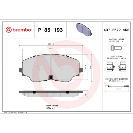 P85193 Brembo Premium Low-Met OE Equivalent Pad Brembo Brake Canada