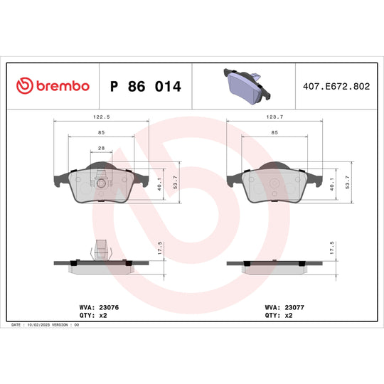 P86014 Brembo Premium Low-Met OE Equivalent Pad Brembo Brake Canada