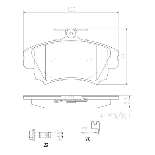 P86017N Brembo PRIME Ceramic Disc Brake Pad Set Brembo Brake Canada