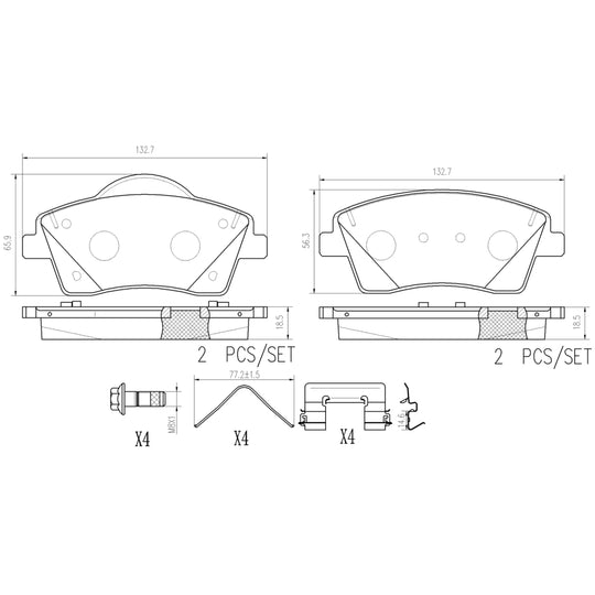 P86033N Brembo PRIME Ceramic Disc Brake Pad Set Brembo Brake Canada