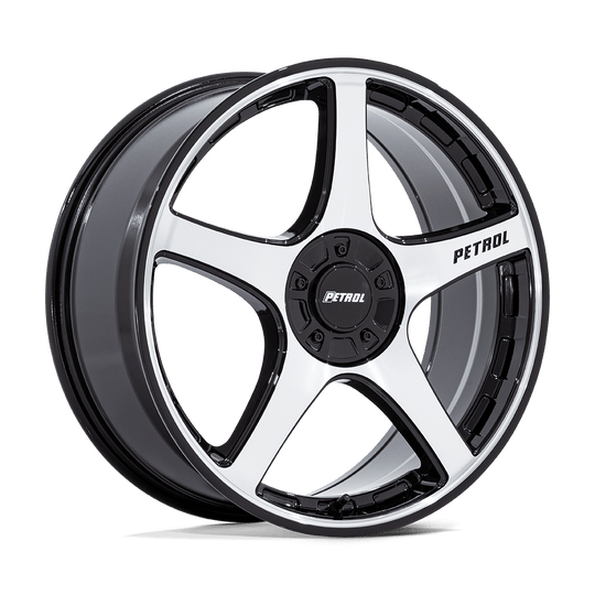PE003DB18800140 - Petrol PE003 P2E 18X8 5X108 / 5X114.3 ET 40mm Gloss Black W/ Machined Face - Petrol Wheels Canada
