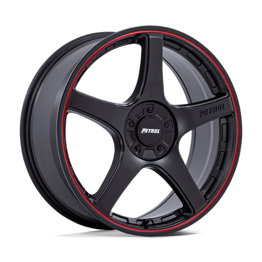 PE003MQ20852140 - Petrol PE003 P2E 20X8.5 5X110 / 5X115 ET 40mm Matte Black W/ Red Lip - Petrol Wheels Canada