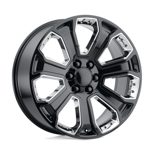 113GC-295824 - Performance Replicas PR113 20X9 6X139.7  24mm Gloss Black With Chrome Accents - Performance Replicas Wheels Canada