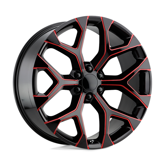 176MR-2295824 - Performance Replicas PR176 22X9 6X139.7  24mm Gloss Black Red Milled - Performance Replicas Wheels Canada